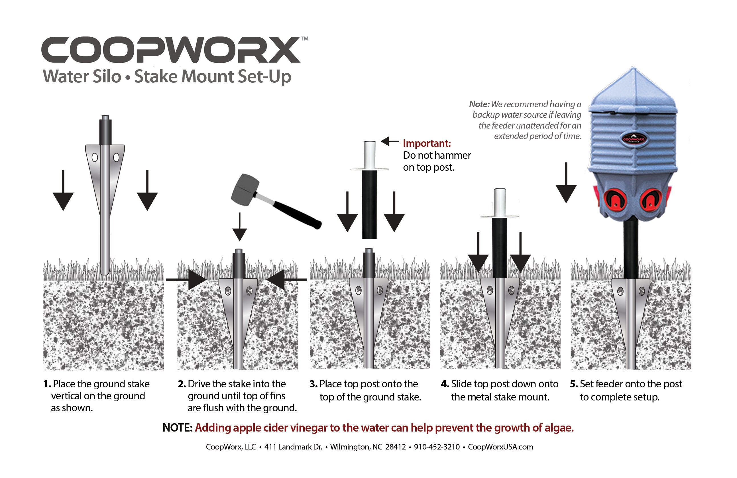 CoopWorx Water Silo 8 Gallons with Optional Base Styles & Auto Water Fill