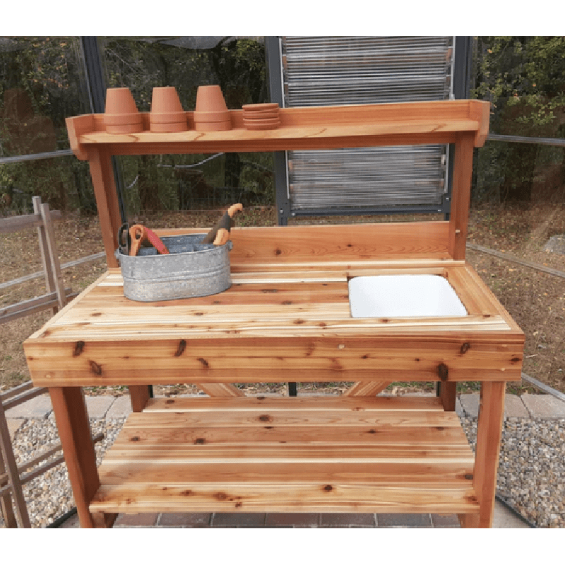 CedarShed Bench with Sink & Shelves