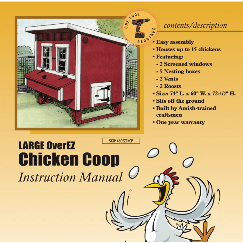 OverEZ Chicken Coop Large Up to 15 Chickens - 3 Optional Colors