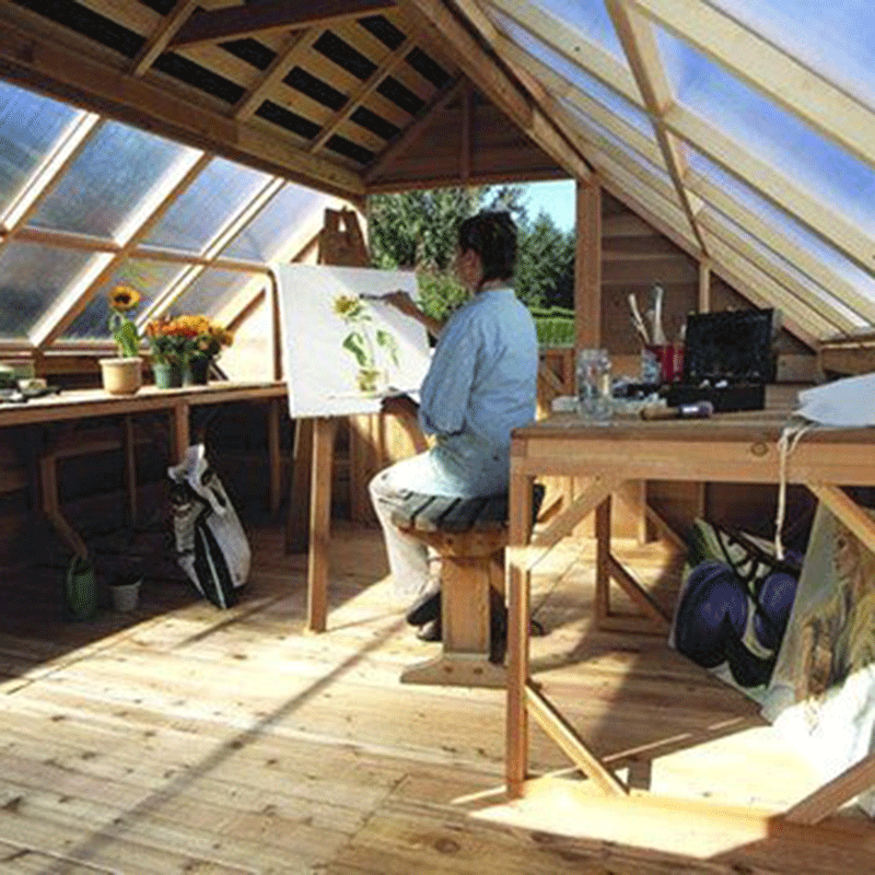 CederShed SunHouse Studio or Garden Shed with Workbenches