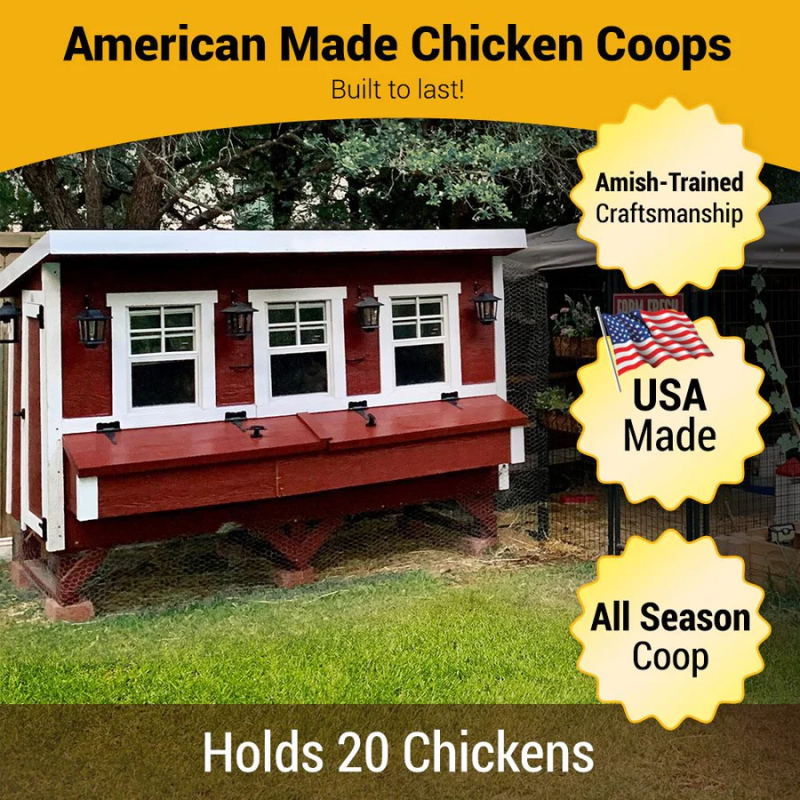 OverEZ Chicken Coop XL Up to 20 Chickens - 3 Optional Colors