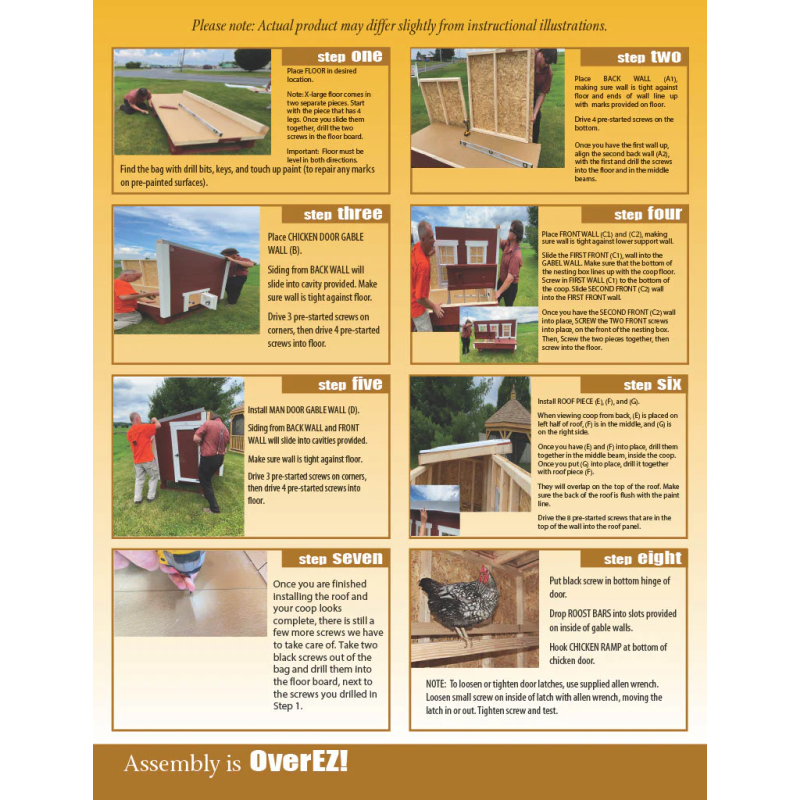 OverEZ Chicken Coop XL Up to 20 Chickens - 3 Optional Colors