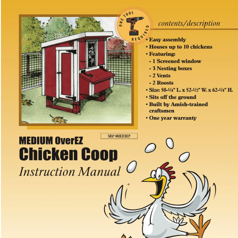 OverEZ Chicken Coop Medium Up to 10 Chickens - 3 Optional Colors