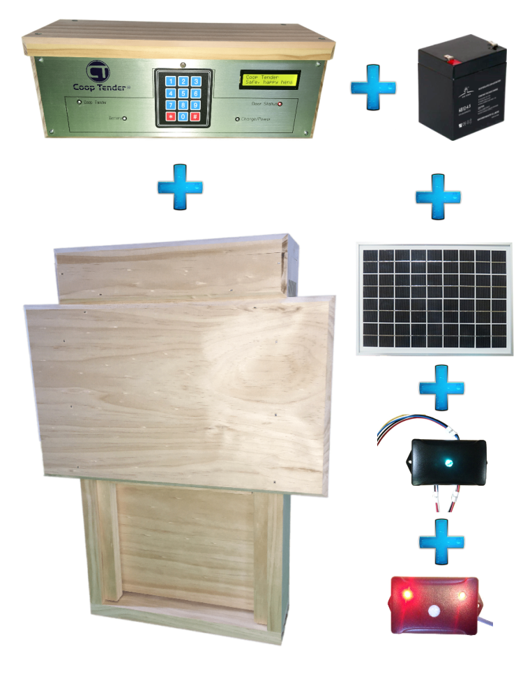 Coop Tender Small Coop Automatic Chicken Door + Solar + Wifi + Predator Detect Bundle