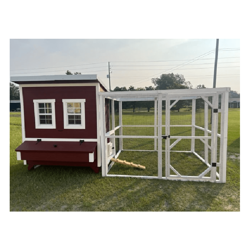 OverEZ Chicken Run Wooden 8' Walk-In Red or White